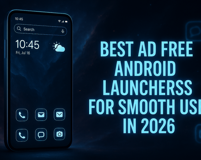 Clean ad free Android launcher banner with smooth layout, fast navigation theme, and modern interface suitable for 2026 smartphone users.