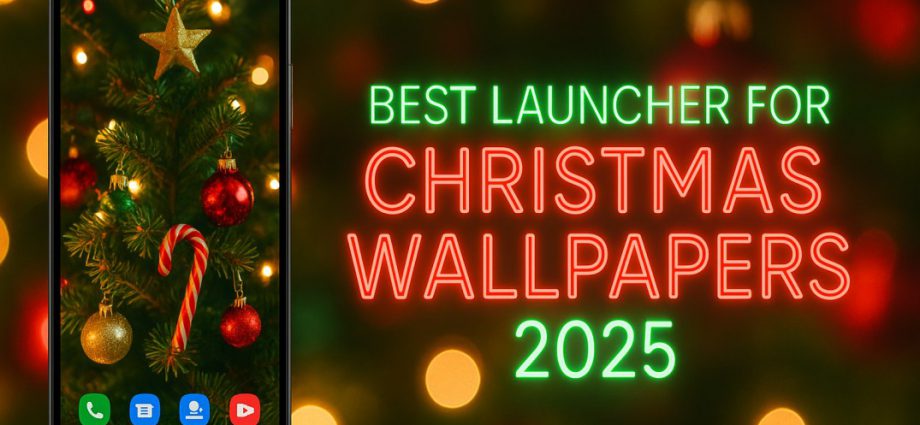 Festive Android setup showing the best launcher for Christmas wallpapers 2025 with bright seasonal colors and clean home screen customization.