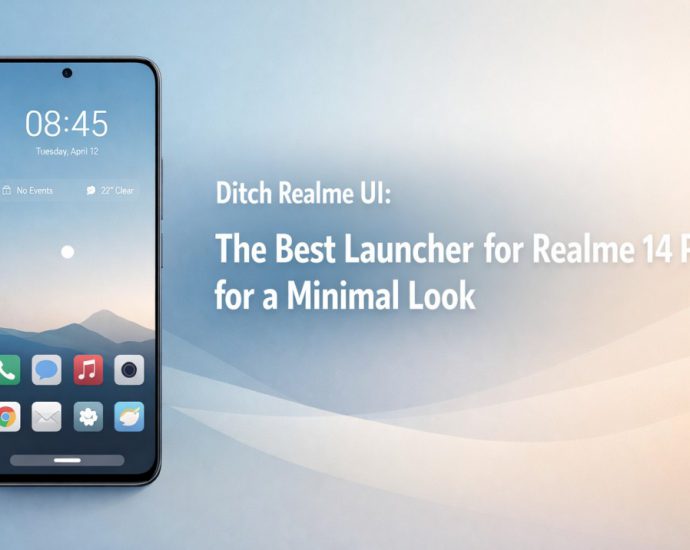 Best launcher for Realme 14 Pro showing a clean minimal home screen with simple icons and distraction free layout design