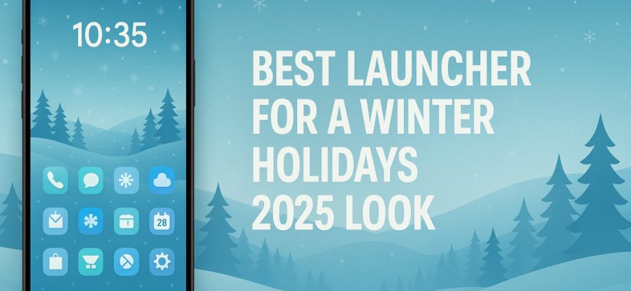 Festive Android launcher setup showing Winter Holidays 2025 icons with clean layout, bright colors, smooth UI, and a modern smartphone theme.