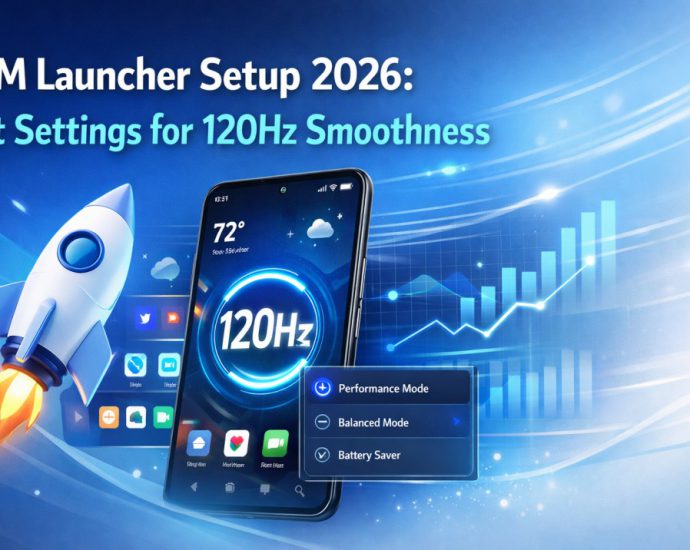CMM Launcher setup 2026 showing performance focused settings tuned for 120Hz smoothness and clean Android home screen flow