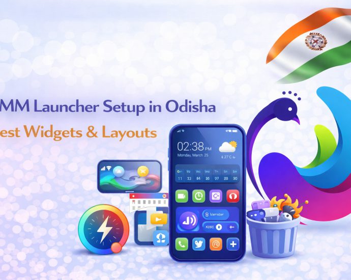 CMM Launcher Setup in Odisha showing customizable widgets, clean layouts, and smooth Android home screen experience