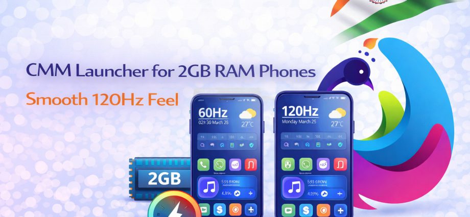 CMM Launcher for 2GB RAM Phones showing smooth UI transitions, fast performance, and optimized Android home screen experience